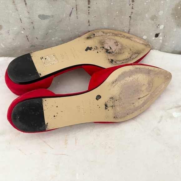 Jenni Kayne D'Orsay Red Suede Flats - Picture 7 of 8